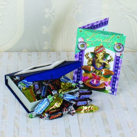 Miniature Imported Assorted Chocolates with Diwali Greeting Card