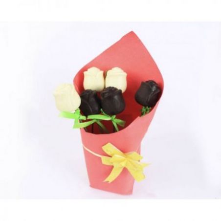 dark and white chocolate roses-pack of 6