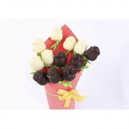 dark and white chocolate roses-pack of 12