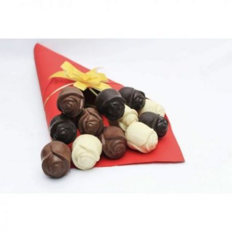 dark, milk and white chocolate roses-pack of 12