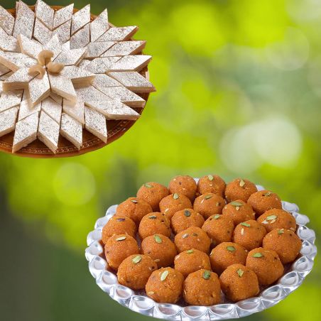 Kaju Kathli and Motichoor Laddoo