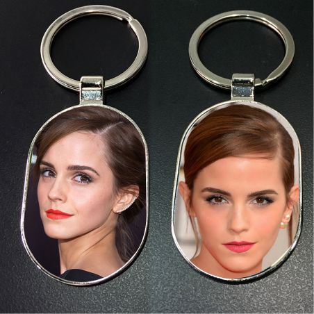 Metal oval Photo Key Chain