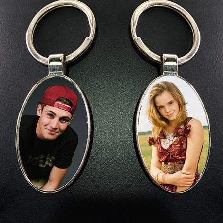 Oval Photo Key Chain double sided