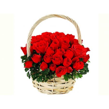 25 red rose basket