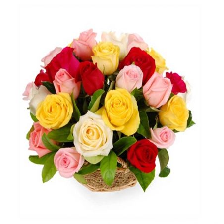 20 Mixed Roses Basket