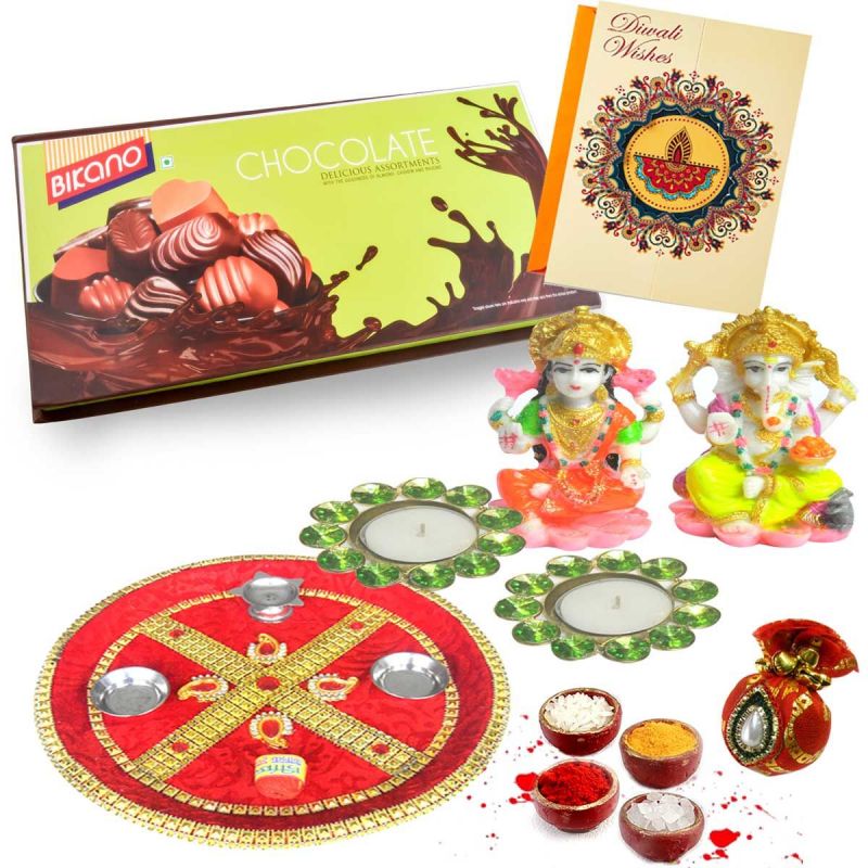 Diwali Puja thali with Chocolates