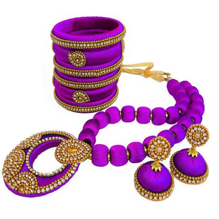 Purple colour jewellery set store