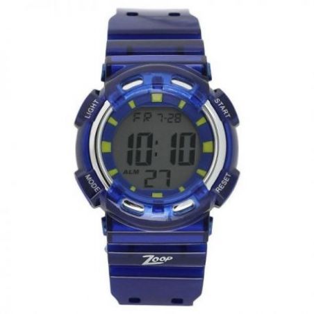 Digital watch with blue strap