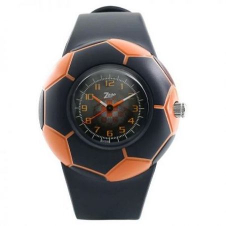 Multicoloured dial black plastic strap watch