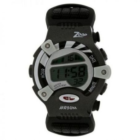 Grey dial black fabric strap watch