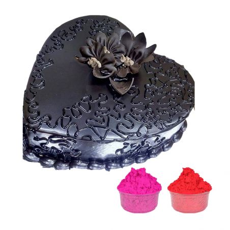 Heart Shape Cake with Gulal