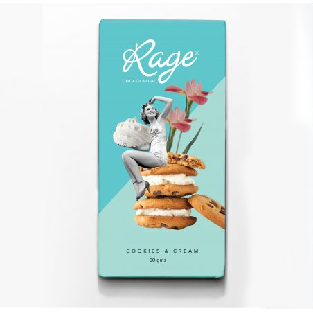 Rage Fruity Bar - Cookies and Cream Chocolate Bar 90 gm