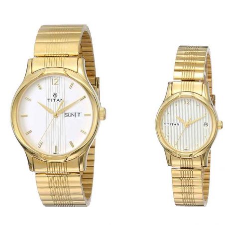 Titan Bandhan Analog Champagne Dial Couple's Watch