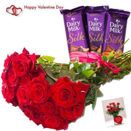 Dairy Milk Chocolate with Love You Card and Single Red Rose