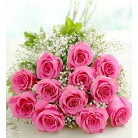 Valentine Special Vibrant Pink Roses Bouquet