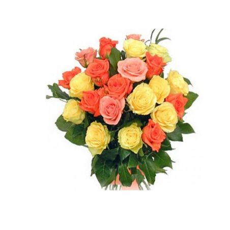 Colorful Fusion of Roses Valentine Basket
