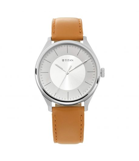 TITAN Workwear Watch with Blue Dial & Leather Strap
