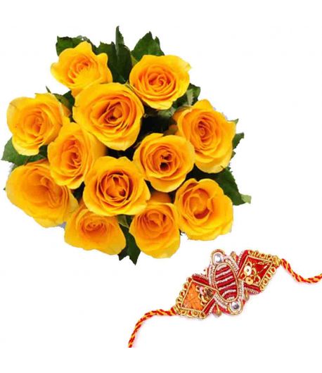Yellow rose & Rakhi