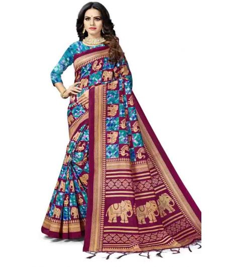 Magenta Art Silk Saree