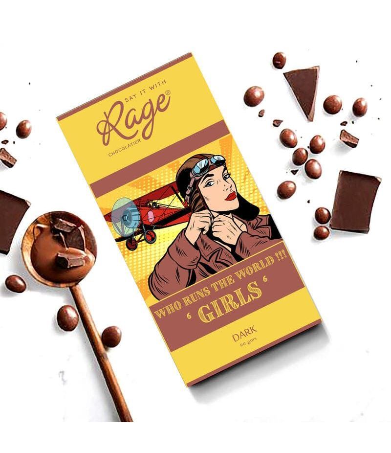 Rage Chocolatier, Women's Day Special, Who Runs The World! GIRLS, Dark - 90 Grams