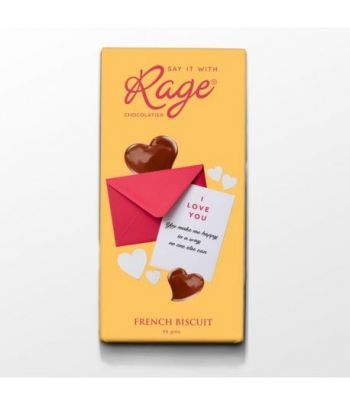 Rage Chocolatier I Love You, You Make me Happy in a Way, French Biscuit Chocolate Bar, 90 gm