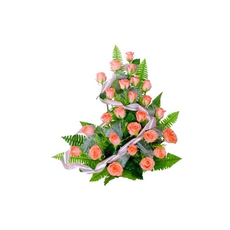 25 Peach Rose Basket