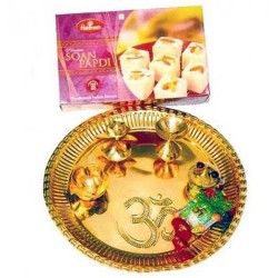 Puja Thali with Sonpapdi