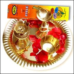 Golden Puja thali set