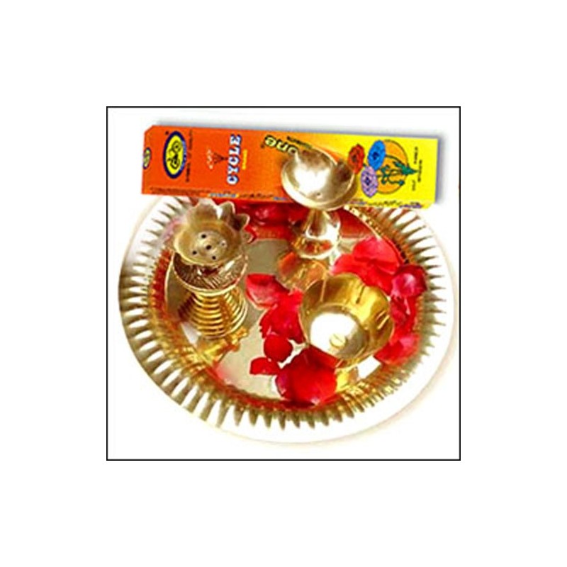 Golden Puja thali set