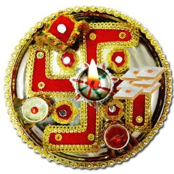 Swastik design thali with sweets