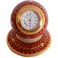 StonKraft 3 x 3 inch Jaipuri Gold Kundan Meenakari Painted Indian Marble Table Clock on Round Platform Mantel Clock Clock Red