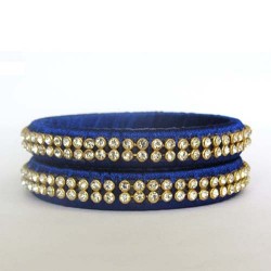 Blue Stone studded Silk thread bangles