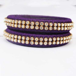 Purple Stone studded Silk thread bangles