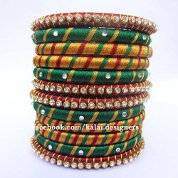 Multi Color Stone studded Silk thread bangles