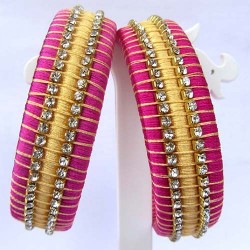 Purple Stone studded Silk thread bangles