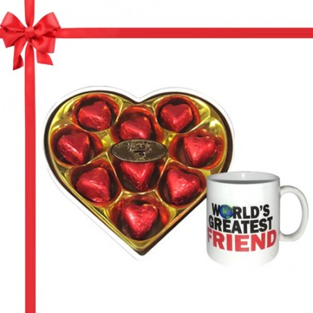 Chocholik's Legend Heart Shape Nicely Wrapped Chocolates With Mug