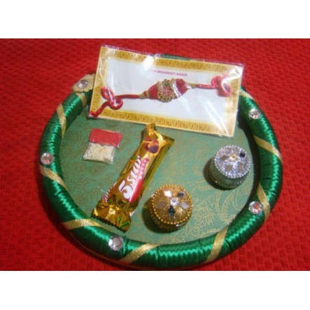Rakhi and Rakhi Pooja thali Rakshabandhan Rakhi+Roli+Chawal+Sweet+Pooja Thali