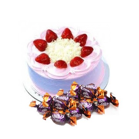 Strawberry Cake n  25 eclairs combo