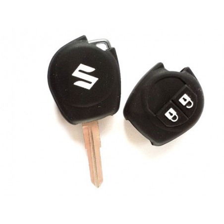 Silicone Car Key Cover For Suzuki 2 Button Remote Key (Black)