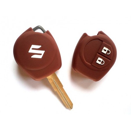 Silicone Car Key Cover For Suzuki 2 Button Remote Key (Brown)
