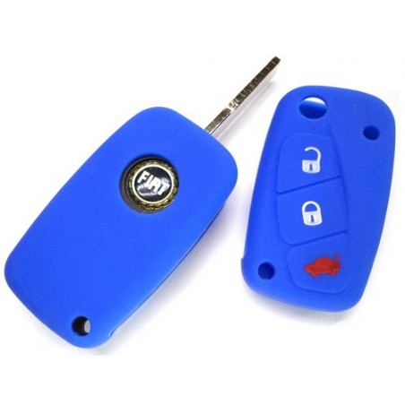 Silicone Car Key Cover For Fiat 3 Button Remote Key (Blue)