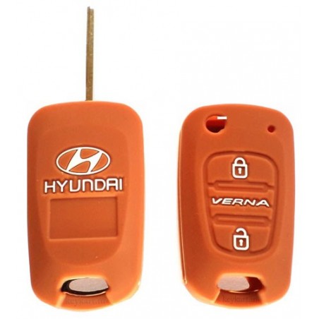 Silicone Car Key Cover For Hyundai Verna Fluidic  3 Button Remote Key ( Honey Brown)