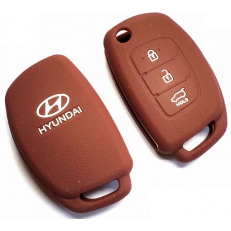 Silicon Key Cover For Hyunda I20 , Igen,New Verna  & Xcent 3 Button Flip Remote Key ( Brown)