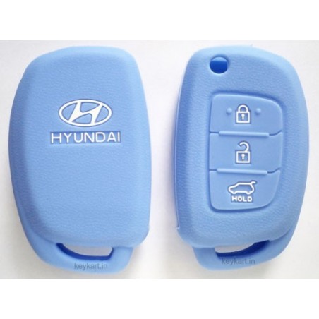 Silicon Key Cover For Hyunda I20 , Igen,New Verna  & Xcent 3 Button Flip Remote Key (Sky Blue )