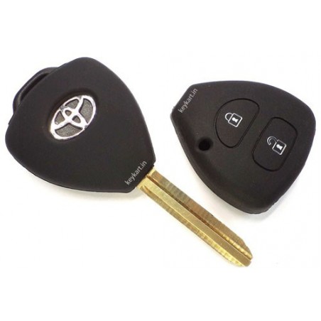 Silicone Key Cover For Toyota Innova, Fortuner 2 Button Remote Key (Black)