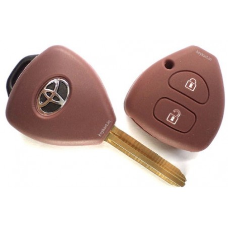 Silicone Key Cover For Toyota Innova, Fortuner 2 Button Remote Key (Brown)