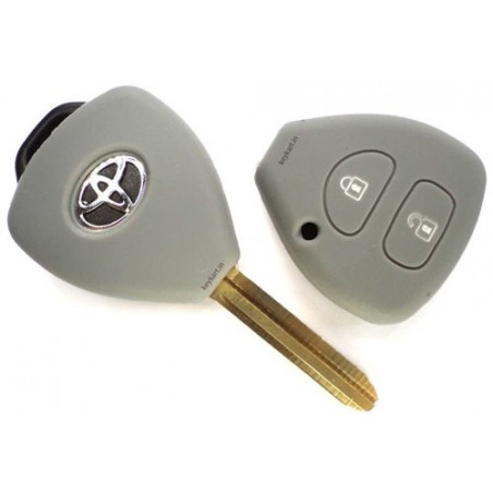 Silicone Key Cover For Toyota Innova, Fortuner 2 Button Remote Key (Grey)