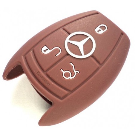 Silicone Key Cover For Mercedes  Benz 3 Button Smart Key (Brown)