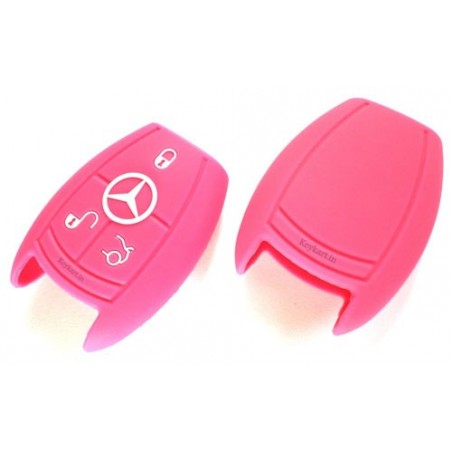 Silicone Key Cover For Mercedes  Benz 3 Button Smart Key (Light Pink)