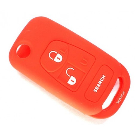 Silicone Key Cover For Mahindra Bolero Flip Type Key ( Red)